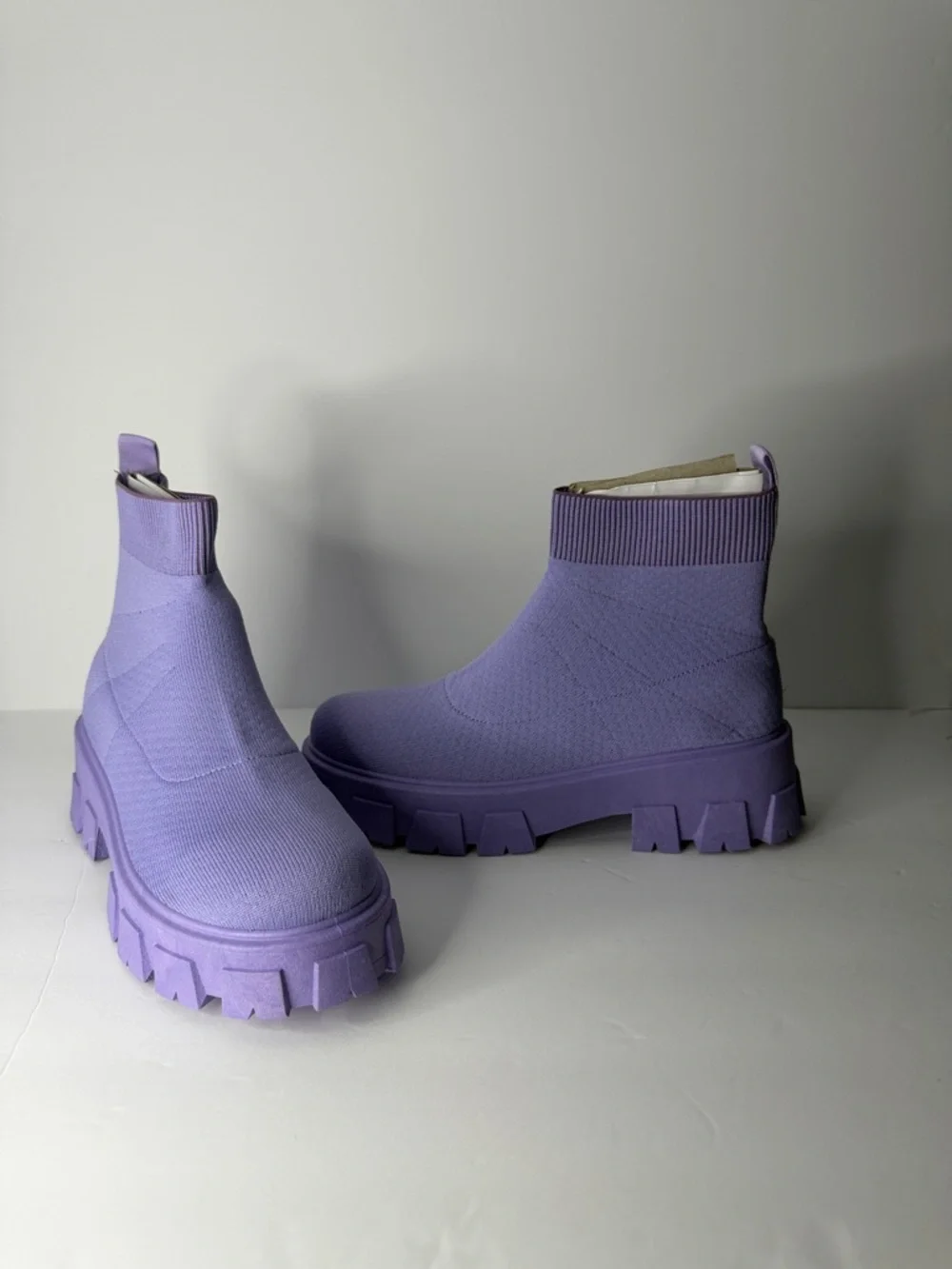 Cape Robbin Lavender Chunky Knit Chelsea Booties - Picture 2 of 5